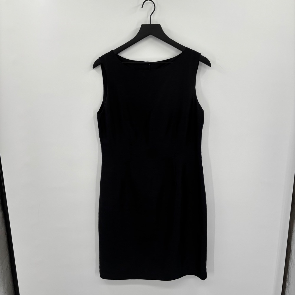 Carol Anderson Sheath Dress Womens 10 Black 100% Silk Sleeveless LBD Cocktail